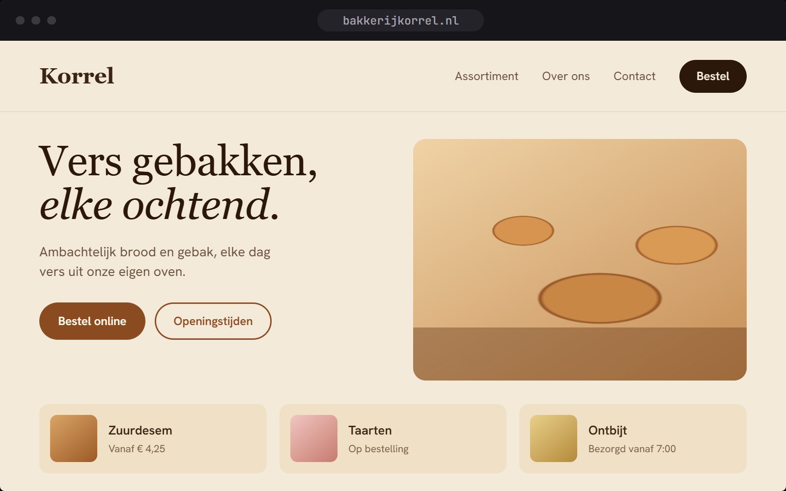 Ontwerpconcept voor Bakkerij Korrel